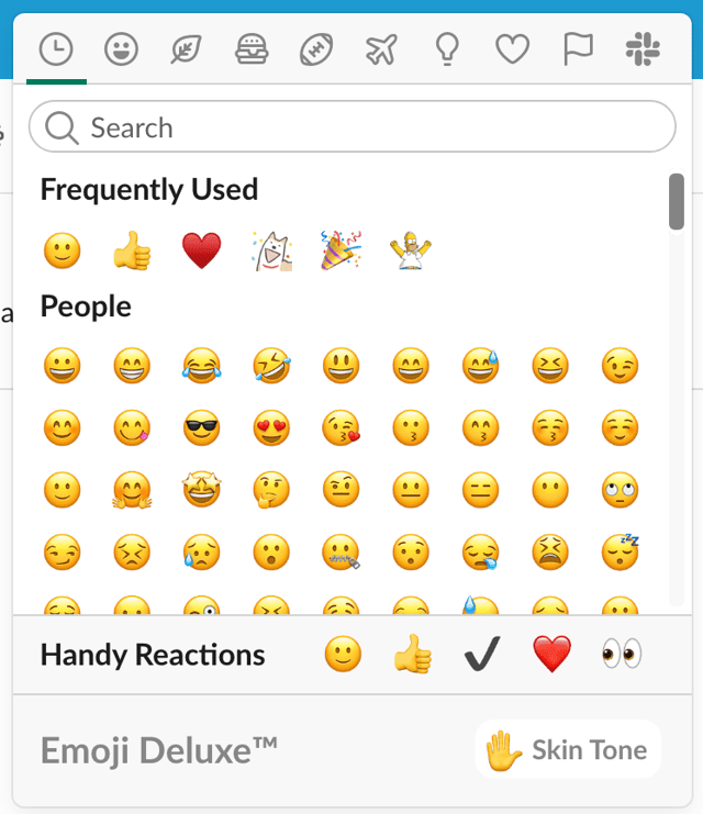 Slack Emoji reaction options